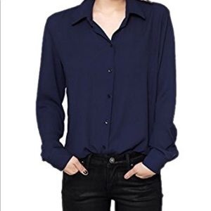 Kedzie Navy Button Down blouse